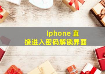 iphone 直接进入密码解锁界面